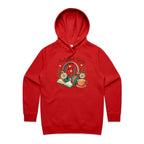 Audiobook Girlie - Womens Hoodie Red Womens 2XL Womens Hoodie Printed In Australia Reading