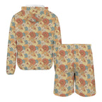 Vintage Retro Floral Men's Lightweight Sun Hoodie & Shorts Set Men's Lightweight Sun Hoodie & Shorts Plants Printed Offshore