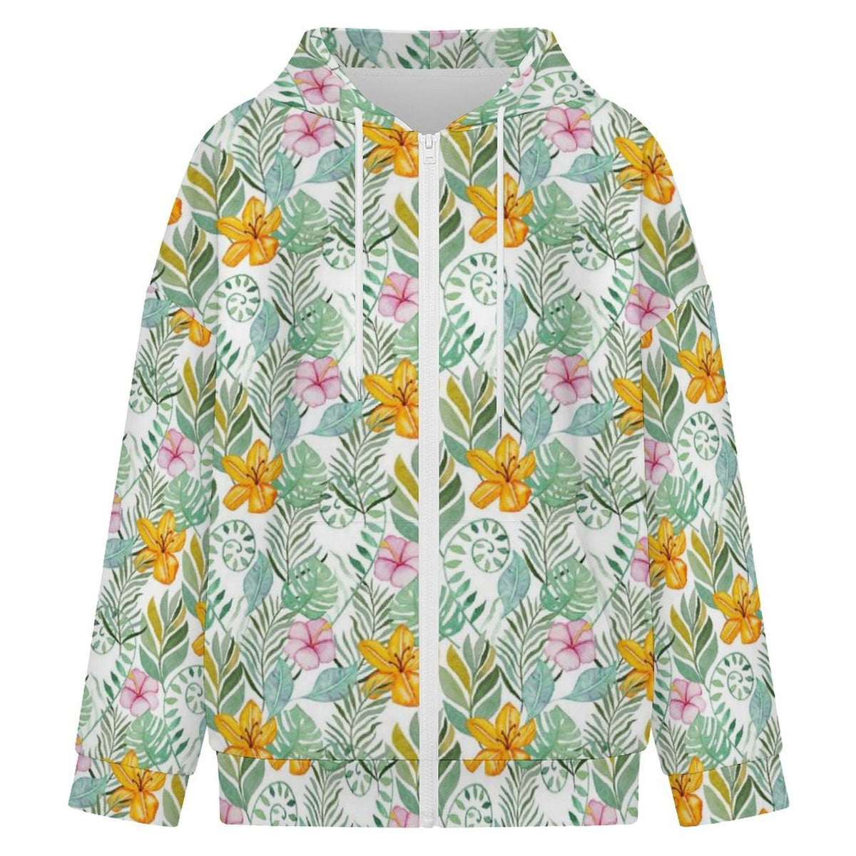 Tropical Flowers And Leaves Women's Full-Zip Hoodie