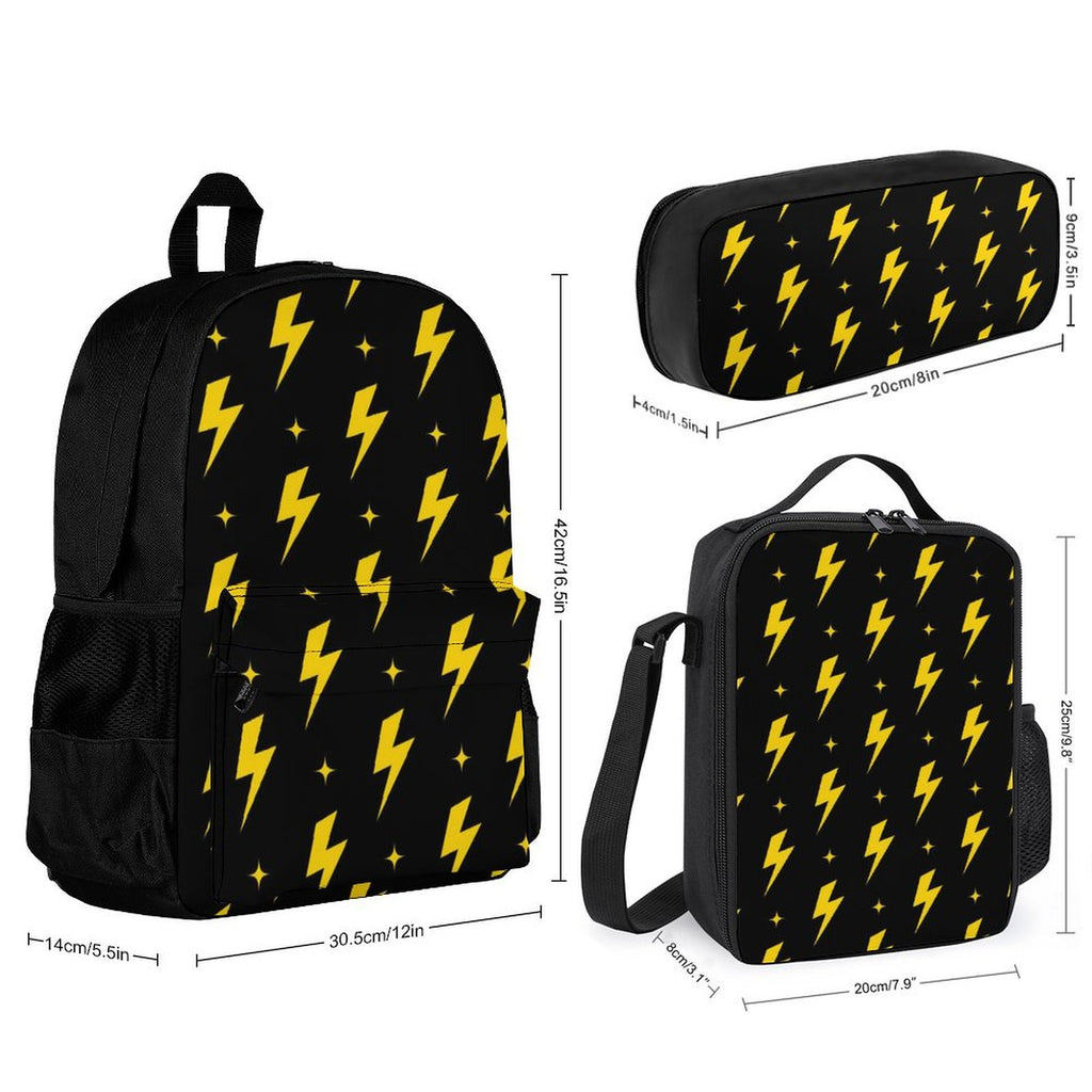 Lightning Bolts - Three Piece Backpack Set