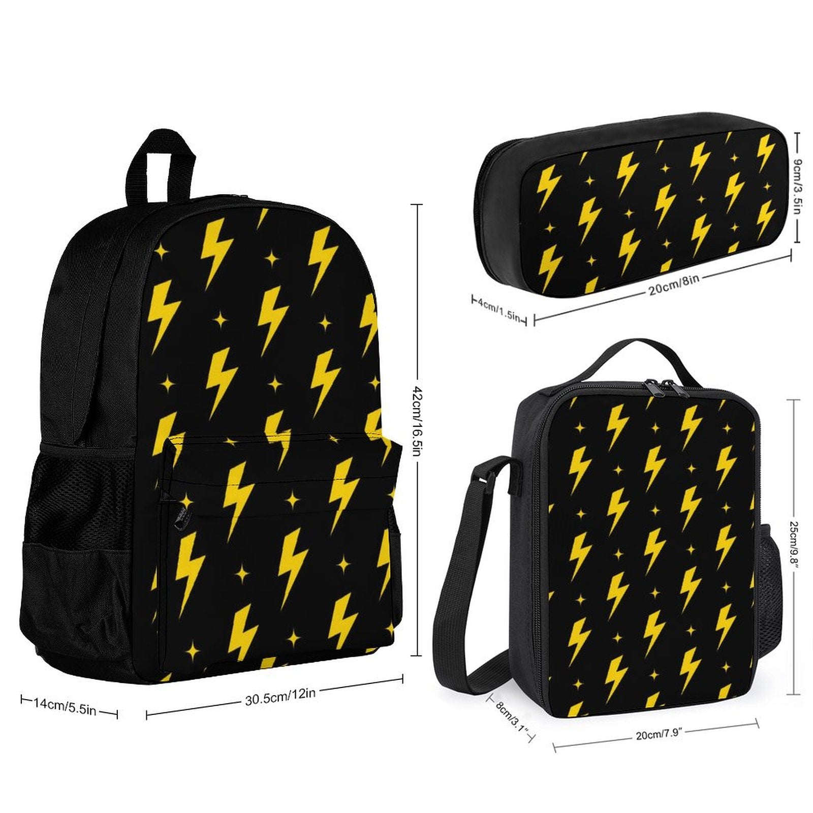 Lightning Bolts - Three Piece Backpack Set