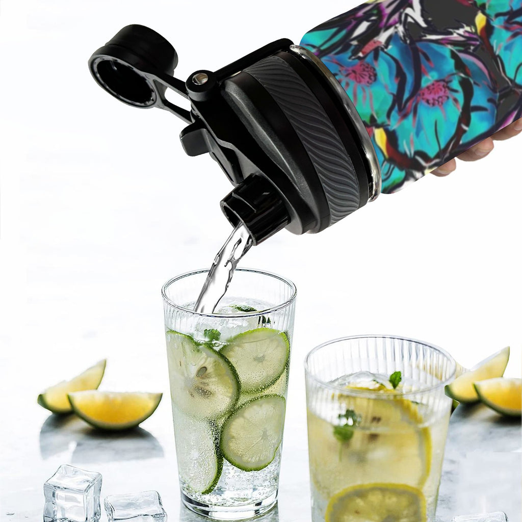 Flower It Blue - Insulated Water Bottle with Dual-Use Lid (18oz) Insulated Water Bottle with Dual-Use Lid (18oz) Plants Printed Offshore