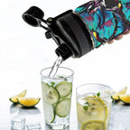 Flower It Blue - Insulated Water Bottle with Dual-Use Lid (18oz) Insulated Water Bottle with Dual-Use Lid (18oz) Plants Printed Offshore