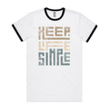 Keep Life Simple Men's AS Colour Ringer Tee White Black Ringer T-Shirt Positivity Printed In Australia