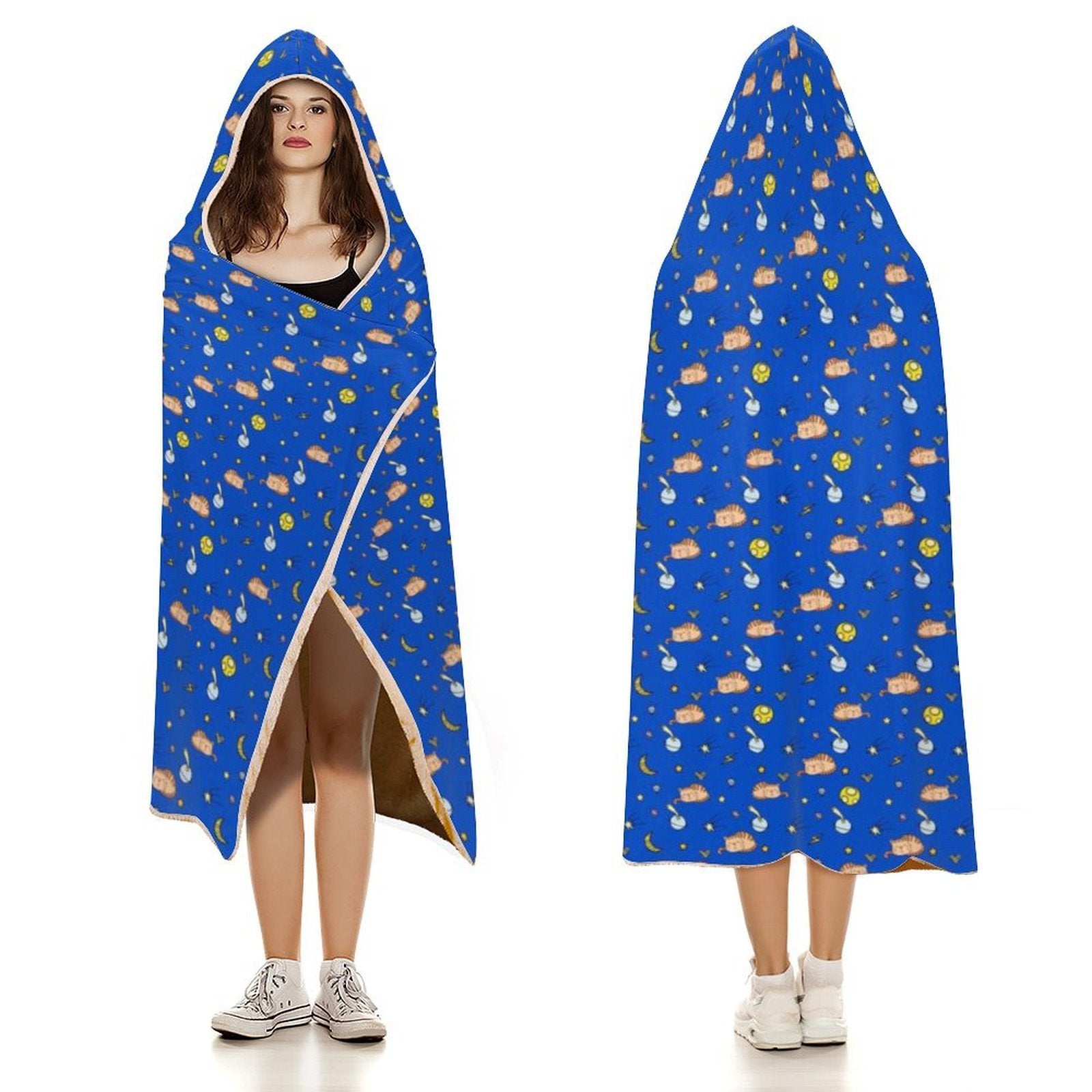 Cats In Space Kids Hooded Blanket 100cm x 130cm Kids Hooded Blanket animal Printed Offshore Space
