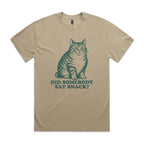 Cat, Did Somebody Say Snack AS Colour Heavy Faded Tee Unisex Faded khaki Heavy Faded T-shirt animal Food Printed In Australia