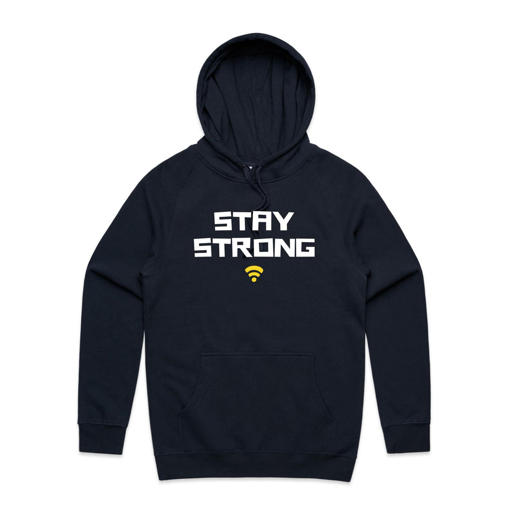 Stay Strong, WIFI - Mens Hoodie Navy Mens Hoodie Printed In Australia Tech