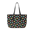 Colourful Cassettes PU Leather Tote Bag Large One Size Leather Tote Bag-Large Music Printed Offshore Retro