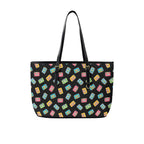 Colourful Cassettes PU Leather Tote Bag Large One Size Leather Tote Bag-Large Music Printed Offshore Retro