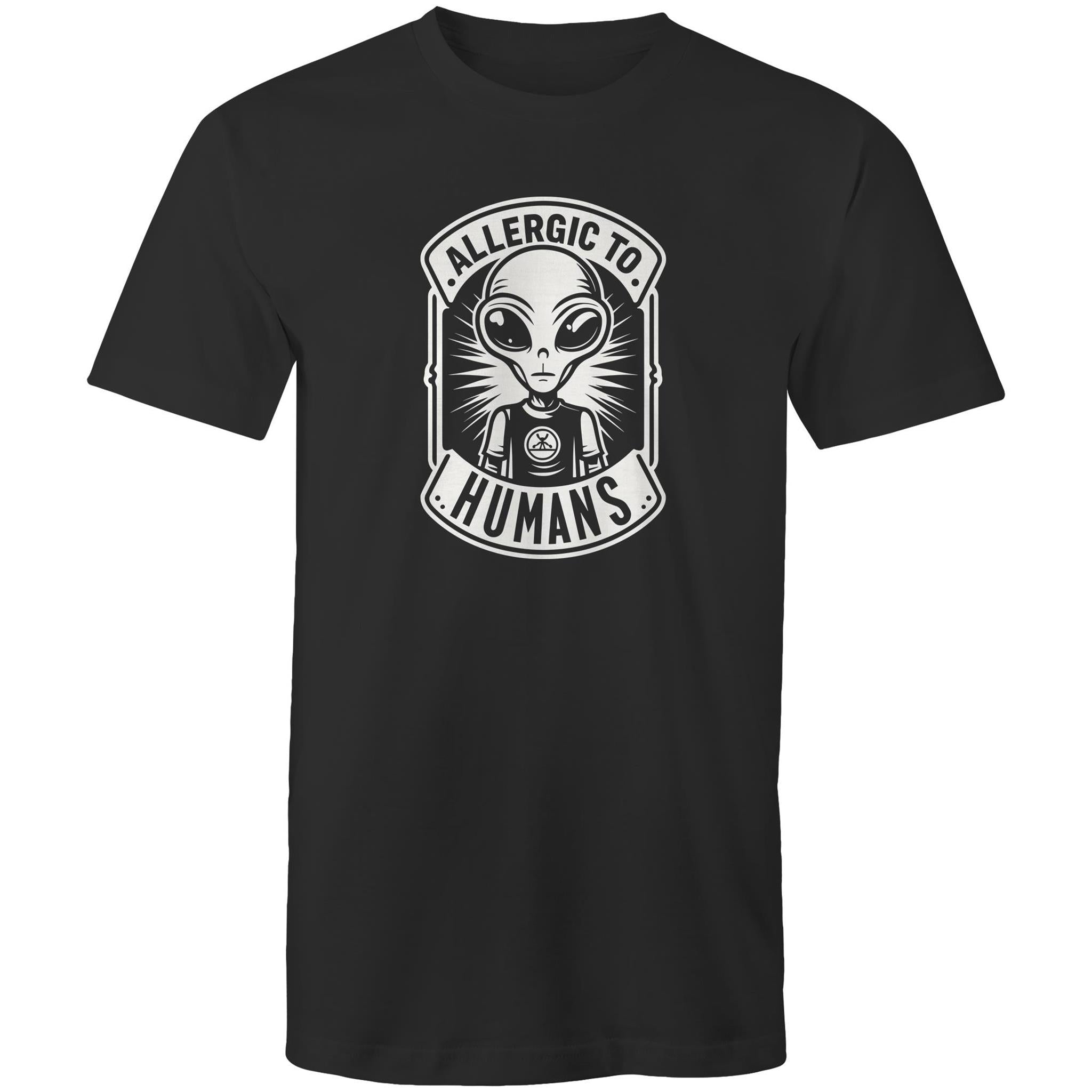 Alien, Allergic To Humans - Mens T-Shirt Black Mens T-shirt Printed In Australia Sci Fi