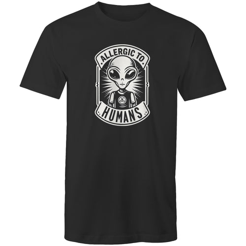 Alien, Allergic To Humans - Mens T-Shirt Black Mens T-shirt Printed In Australia Sci Fi