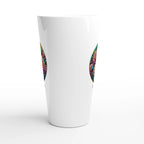 Stained Glass Birth Month Flowers - White Latte 17oz Ceramic Mug Personalised Latte Mug customise Globally Fulfilled Name Plants