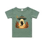 Black Cat Alien UFO Abduction AS Colour Baby T-shirt
