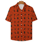 Halloween Black Cats Women's Short-Sleeve Button Up Shirt