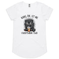 Frazzled Cat, Hang On Let Me Overthink This Women's AS Colour Scoop Neck T-Shirt White Womens Scoop Neck T-shirt animal Printed In Australia