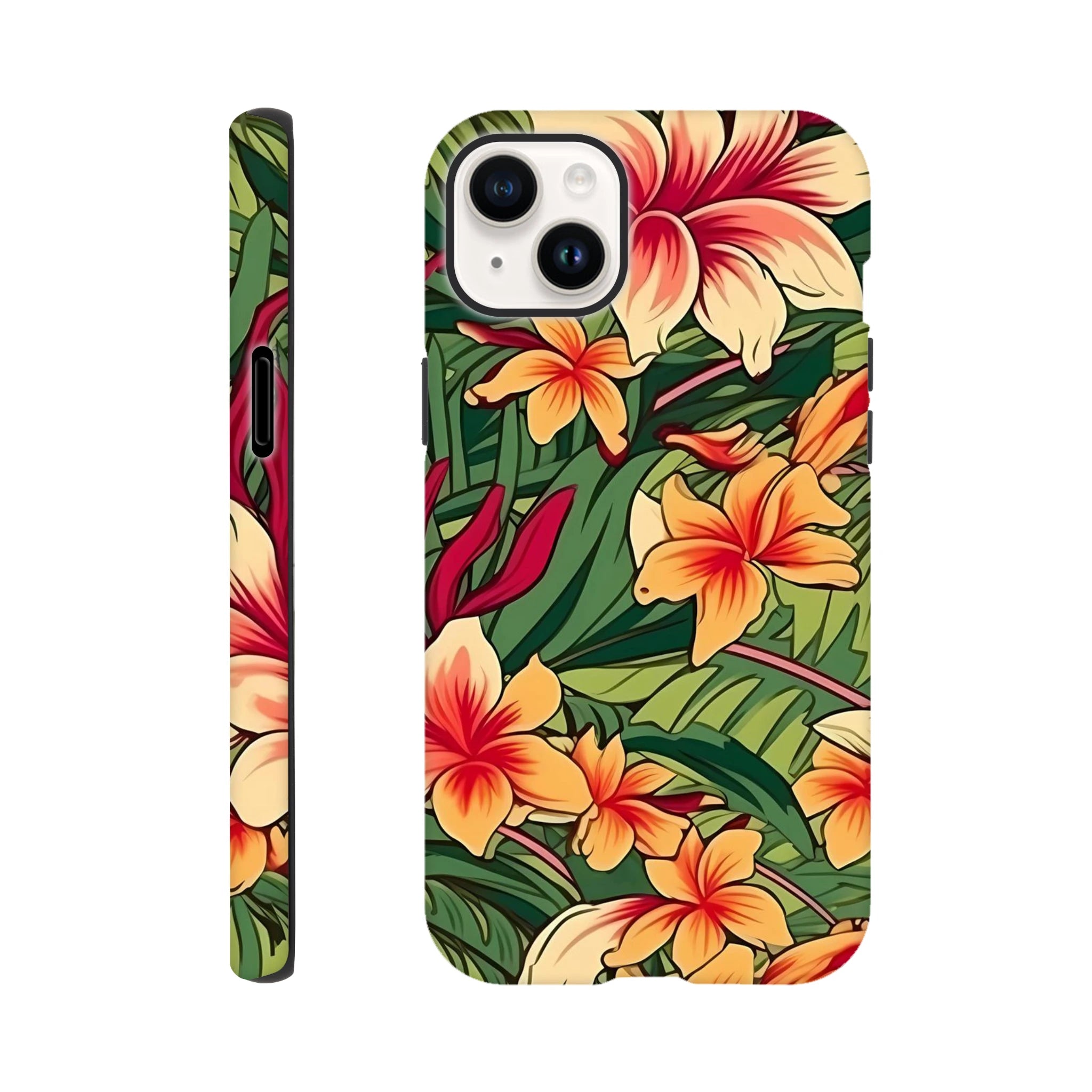 Vintage Hawaiian Floral - Apple iPhone Tough case iPhone 14 Plus iPhone Tough Case Globally Fulfilled Plants Surf