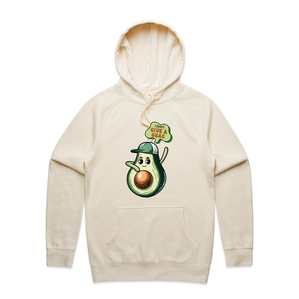 I Don't Give A Quac, Avocado - Mens Hoodie Ecru Mens Hoodie Food Printed In Australia