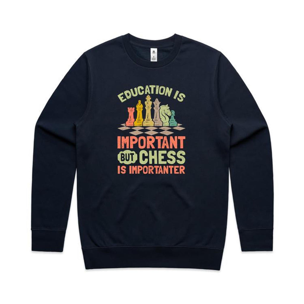 Chess And Education - AS Colour Stencil Crew Sweatshirt Navy Sweatshirt Chess Games Printed In Australia