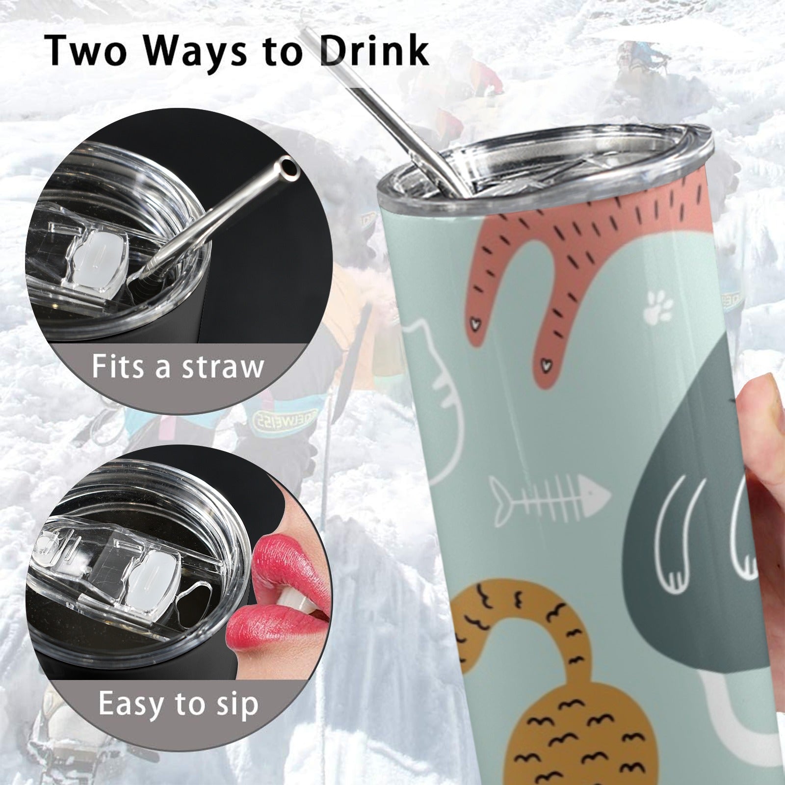 Cat Stretch - 20oz Tall Skinny Tumbler with Lid and Straw