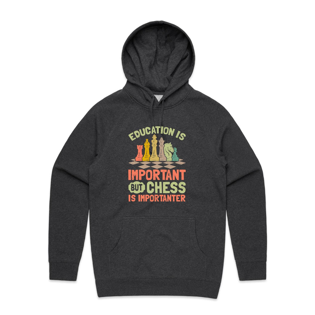 Chess And Education - Mens Hoodie Asphalt Marle Mens Hoodie Chess Games Printed In Australia