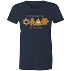Christmas Gingerbread, Its The Sweetest Time Of The Year - Womens T-shirt Navy Womens Christmas T-shirt Christmas Printed In Australia