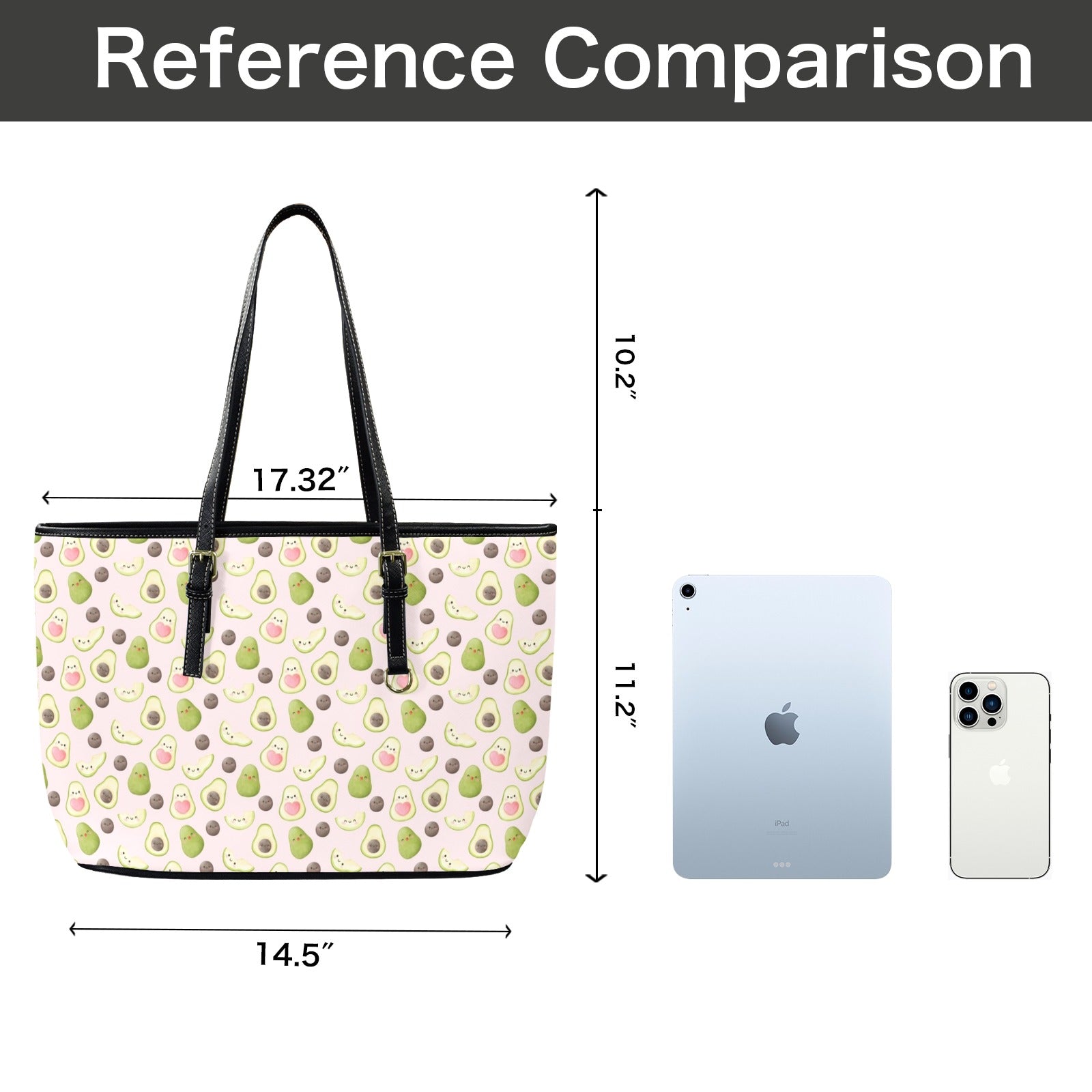 Avocado Love PU Leather Tote Bag Large Leather Tote Bag-Large Food Printed Offshore
