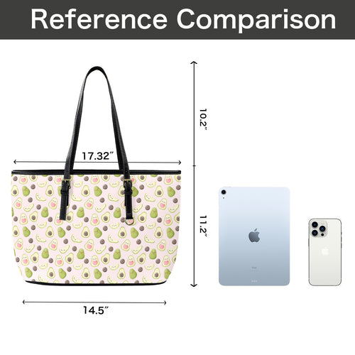 Avocado Love PU Leather Tote Bag Large Leather Tote Bag-Large Food Printed Offshore
