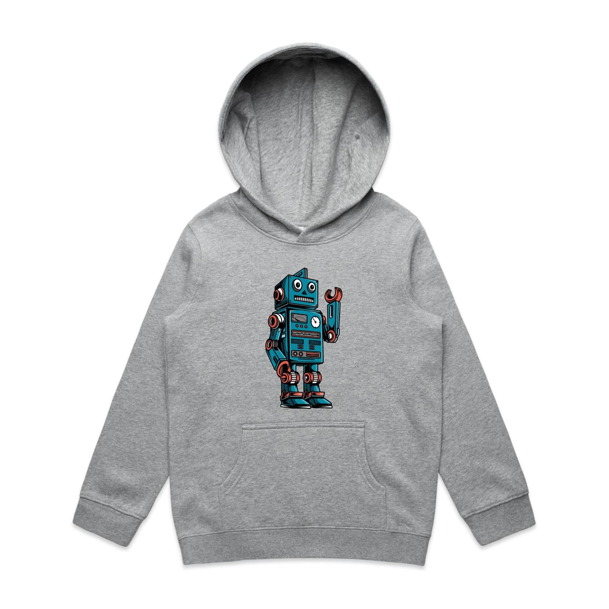 Robot - Kids Hoodie Grey Marle Kids Hoodie Printed In Australia