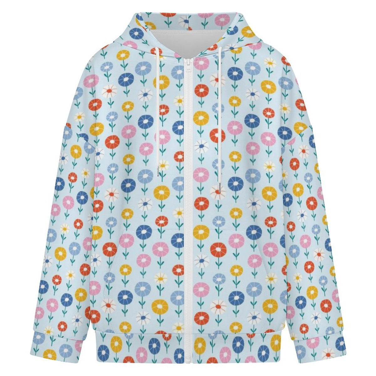 Abstract Cute Flowers Women's Full-Zip Hoodie