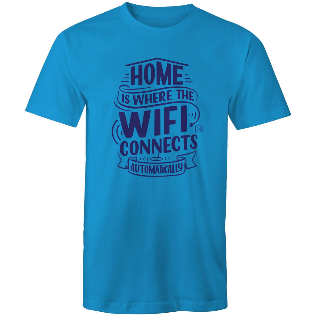 Home Is Where The WIFI Connects Automatically - Mens T-Shirt Arctic Blue Mens T-shirt Printed In Australia Tech