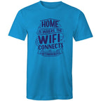 Home Is Where The WIFI Connects Automatically - Mens T-Shirt Arctic Blue Mens T-shirt Printed In Australia Tech