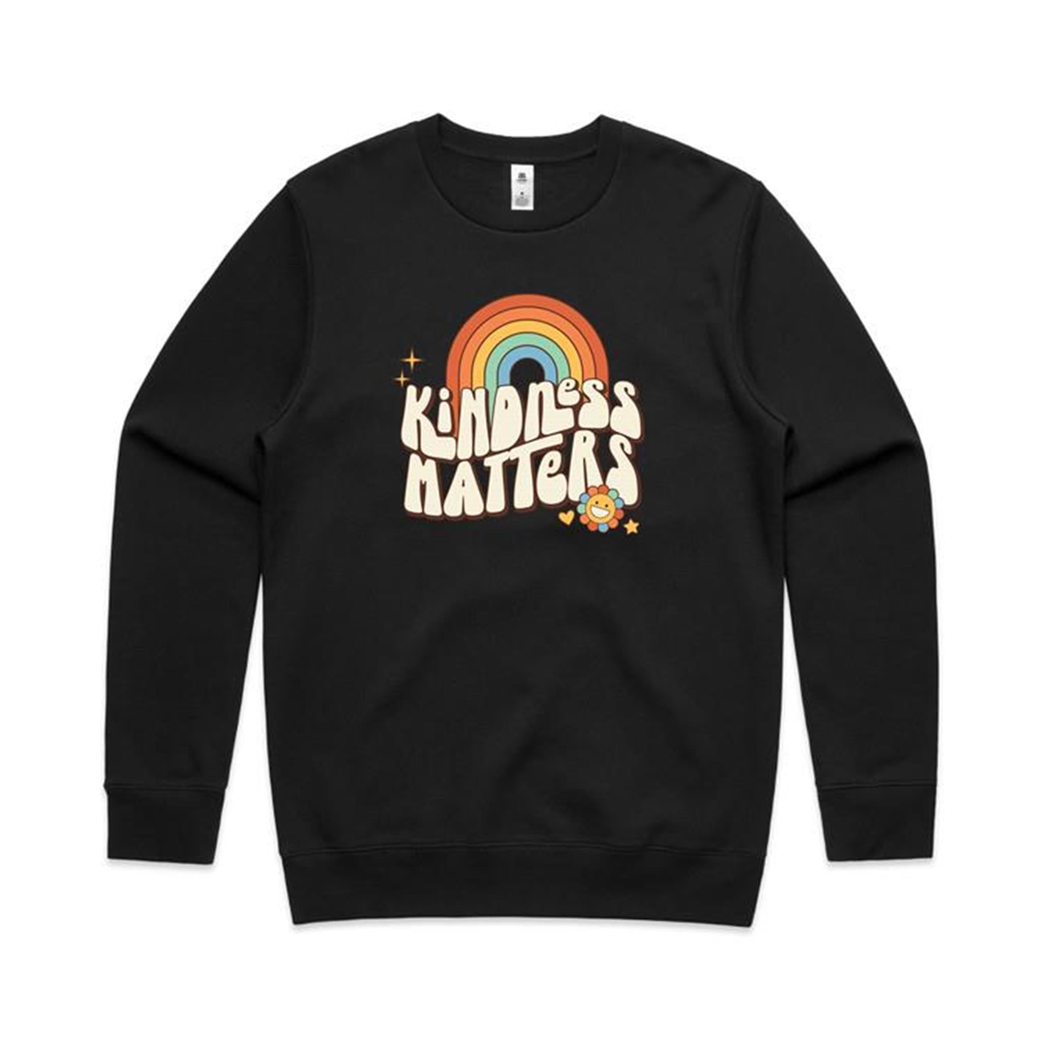 Kindness Matters - AS Colour Stencil Crew Sweatshirt Black Sweatshirt Kindness Printed In Australia Retro
