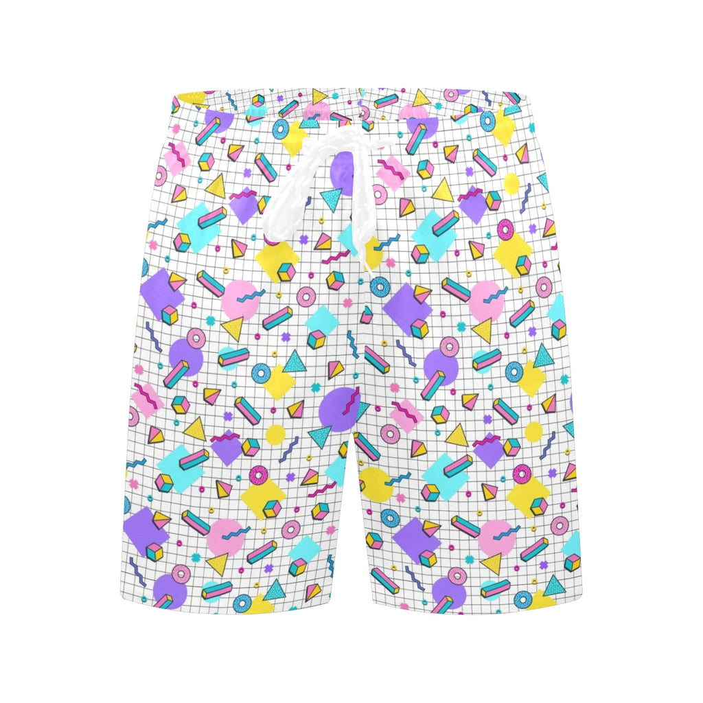 80's Grid Men's Mid-Length Beach Shorts Men's Mid-Length Beach Shorts Printed Offshore Retro