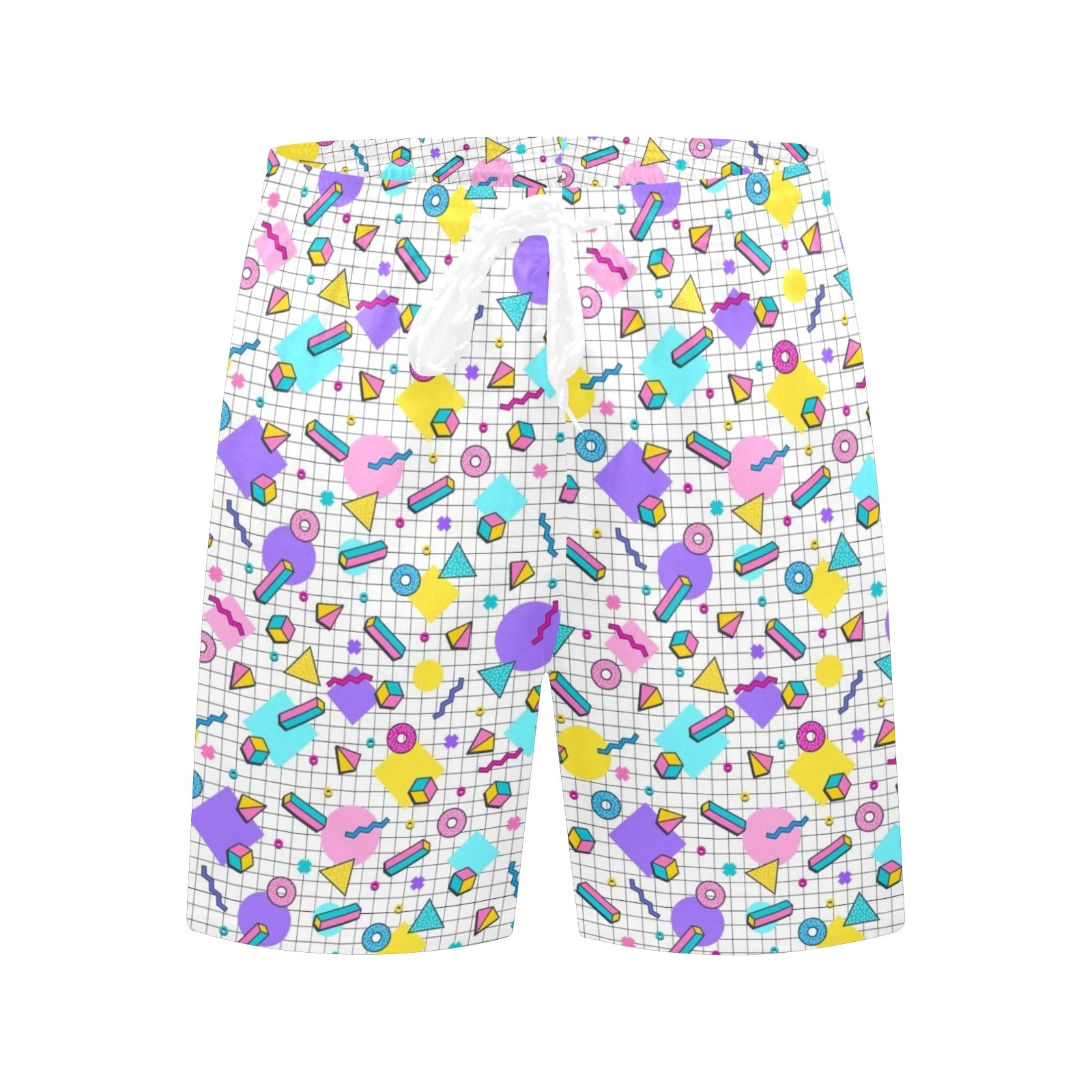 80's Grid Men's Mid-Length Beach Shorts Men's Mid-Length Beach Shorts Printed Offshore Retro