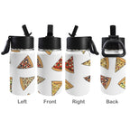 Pizza Slices On White 12oz Kids Water Bottle with Straw Lid