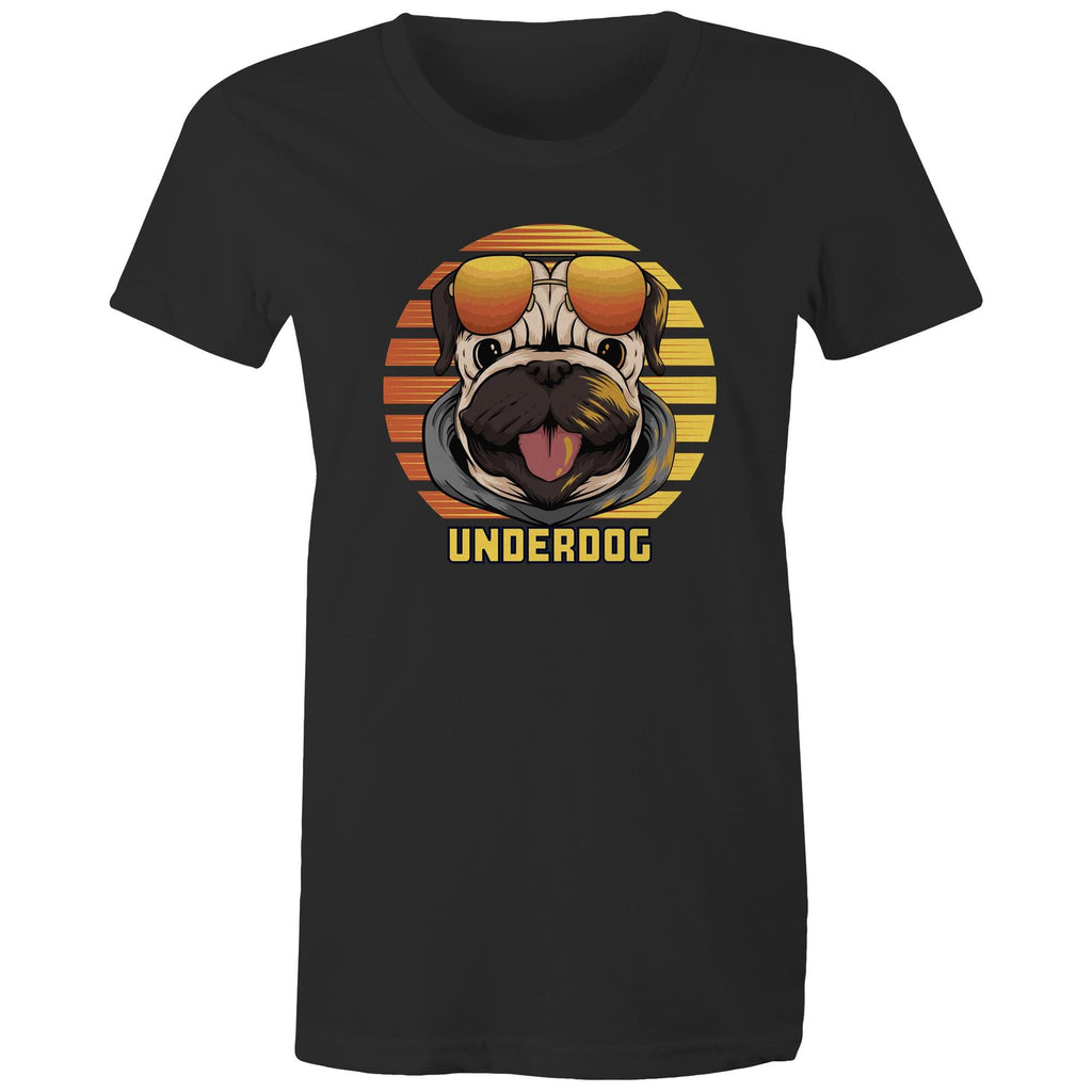 Underdog - Womens T-shirt Black Womens T-shirt animal Printed In Australia