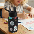 Fun Space 12oz Kids Water Bottle with Straw Lid