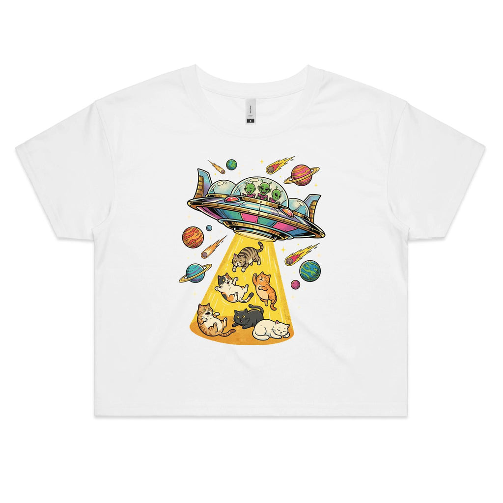 Alien Cat Abduction Women's AS Colour Crop Tee