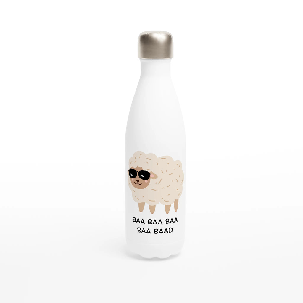 Baa Baa Baa Baa Baad - White 17oz Stainless Steel Water Bottle Default Title White Water Bottle animal Globally Fulfilled