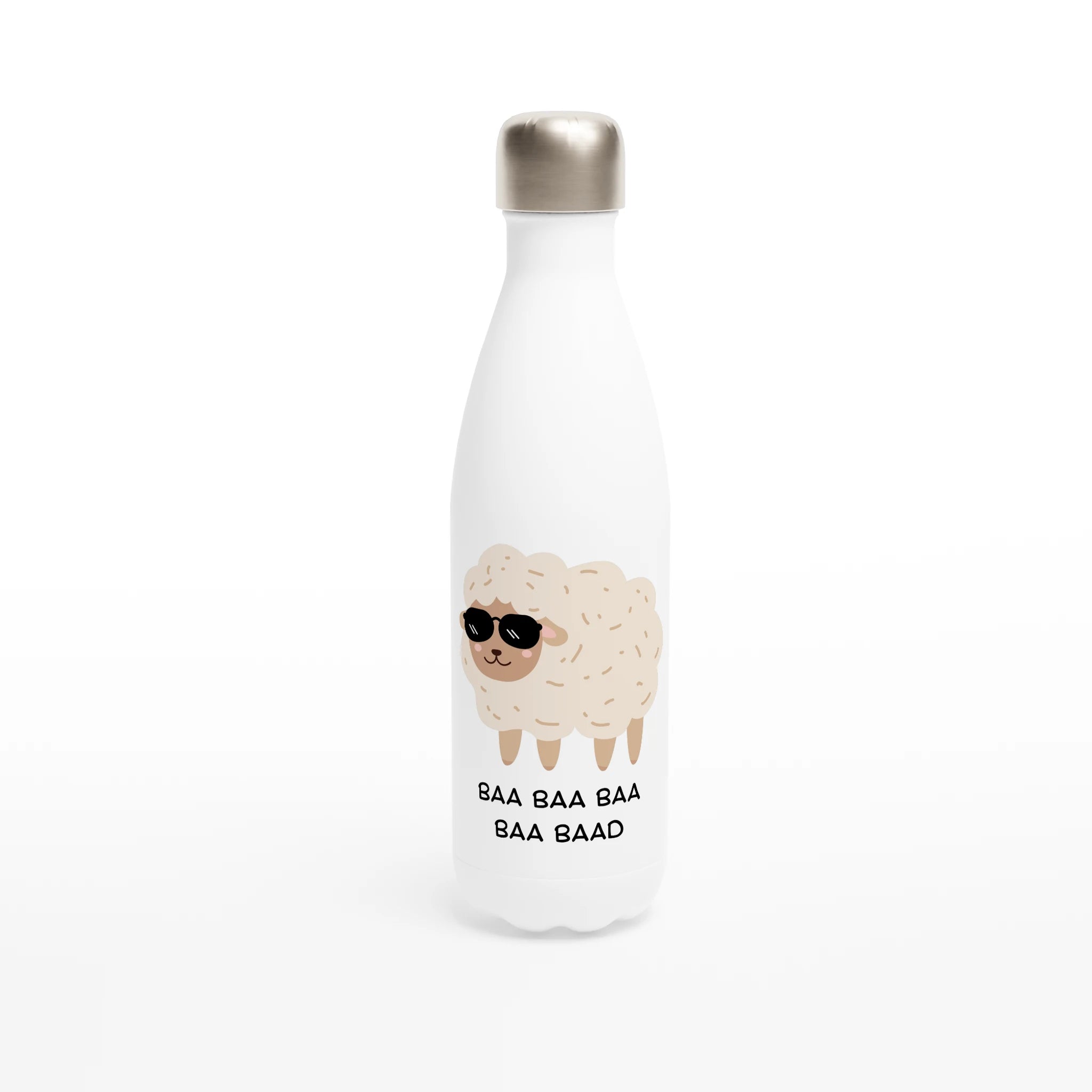 Baa Baa Baa Baa Baad - White 17oz Stainless Steel Water Bottle Default Title White Water Bottle animal Globally Fulfilled