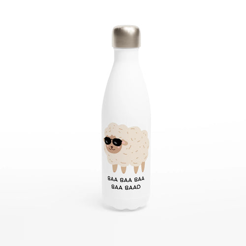 Baa Baa Baa Baa Baad - White 17oz Stainless Steel Water Bottle Default Title White Water Bottle animal Globally Fulfilled