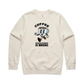 Coffee, Because Murder Is Wrong AS Colour Stencil Crew Sweatshirt Unisex Ecru Sweatshirt Coffee Printed In Australia