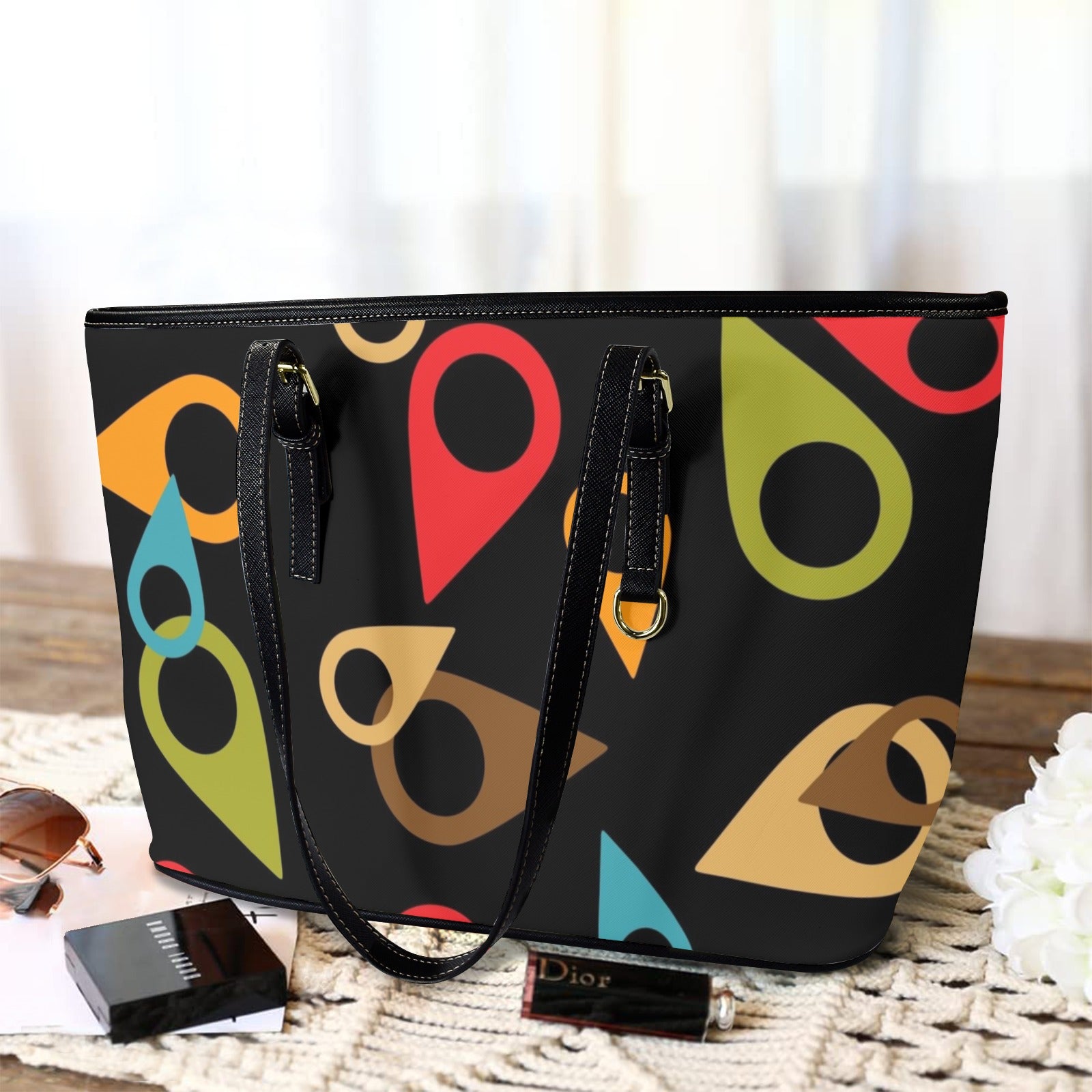 Where Am I - Leather Tote Bag-Large