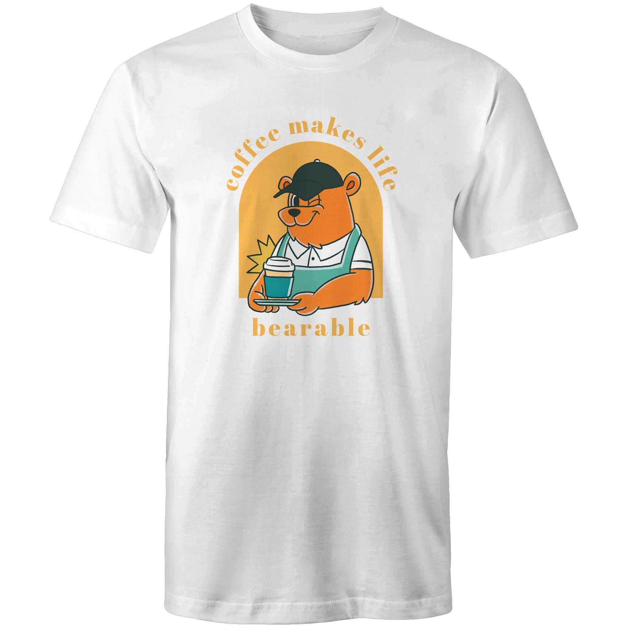Coffee Makes Life Bearable - Mens T-Shirt White Mens T-shirt Coffee Printed In Australia