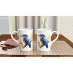 Personalise - Kingfisher, Australian Birds - White 10oz Porcelain Slim Mug Personalised Porcelain Mug animal Globally Fulfilled