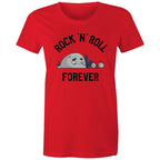 Rock And Roll Forever - Womens T-shirt Red Womens T-shirt Music Printed In Australia