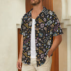 Retro Music Mix Men's Short Sleeve Hawaiian Shirt Men's Hawaiian Shirt (New) Music Printed Offshore Retro