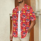 Comic Book Red Men's Short Sleeve Hawaiian Shirt Men's Hawaiian Shirt (New) comic Printed Offshore