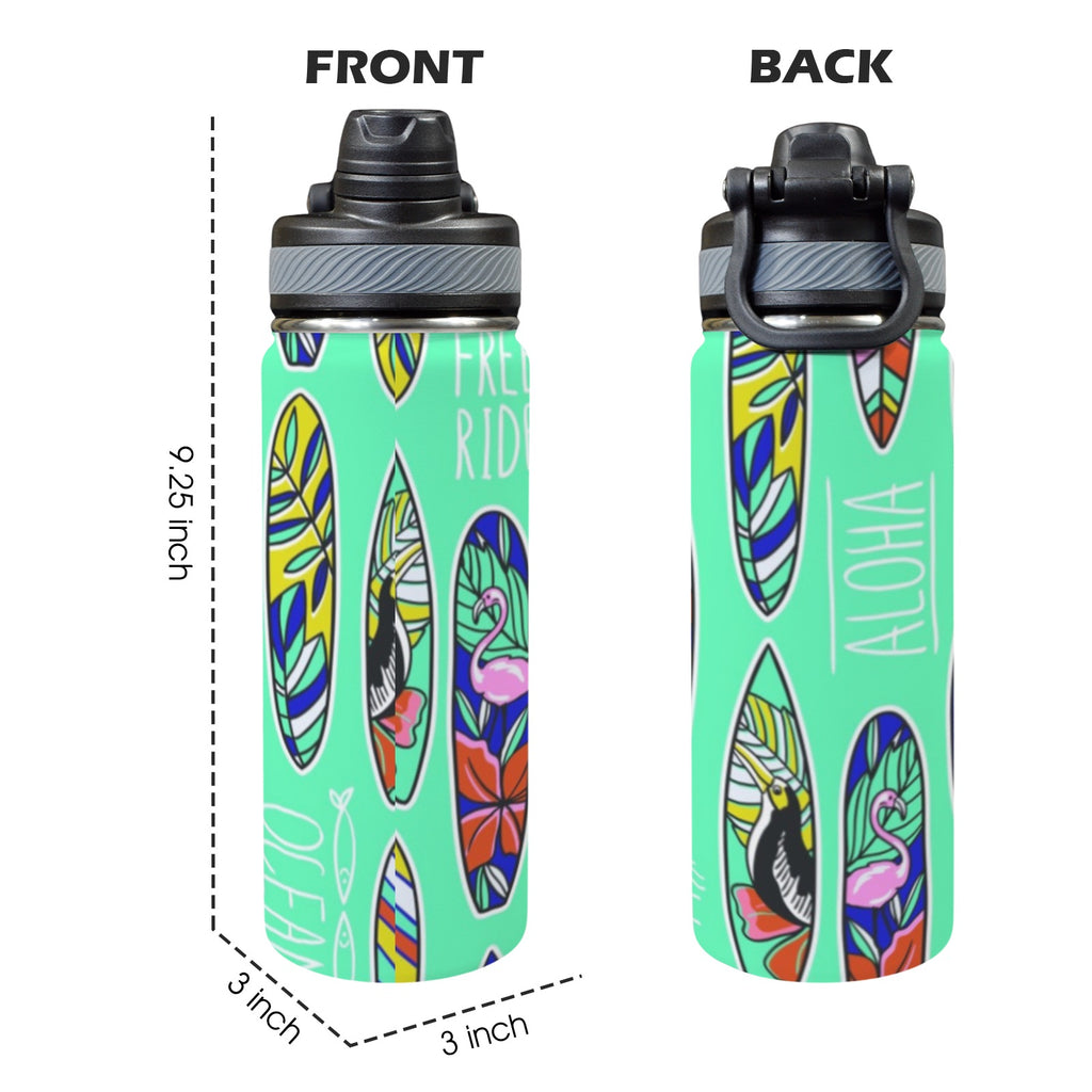 Aloha Surfboards - Insulated Water Bottle with Dual-Use Lid (18oz) Insulated Water Bottle with Dual-Use Lid (18oz) Printed Offshore Surf