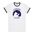 If A Bear Toots In The Woods, Trumpet Player Men's AS Colour Ringer Tee White Black Ringer T-Shirt animal Music Printed In Australia